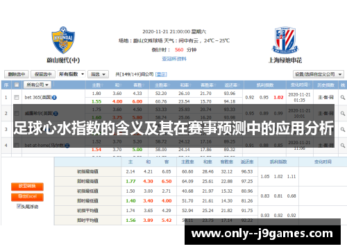 足球心水指数的含义及其在赛事预测中的应用分析